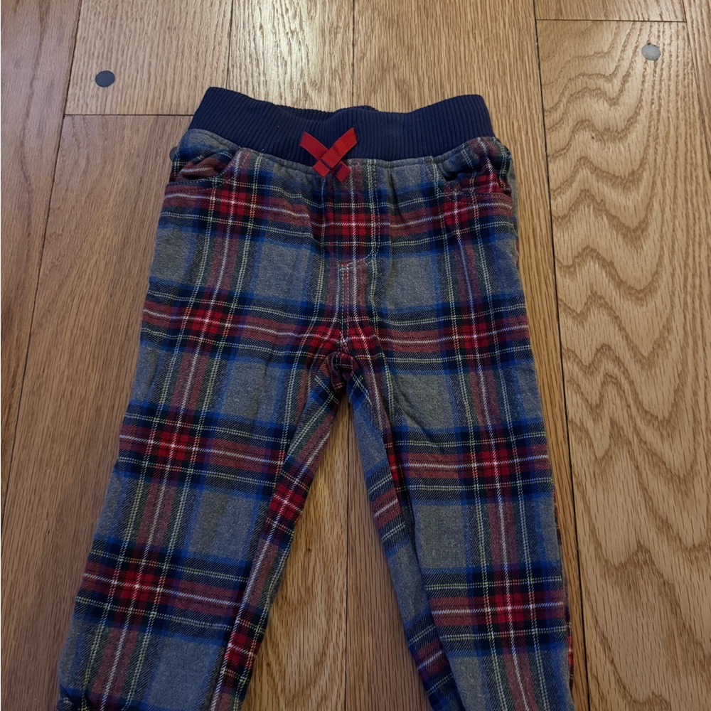 Plaid Toddler Pants with Red Bow Accent